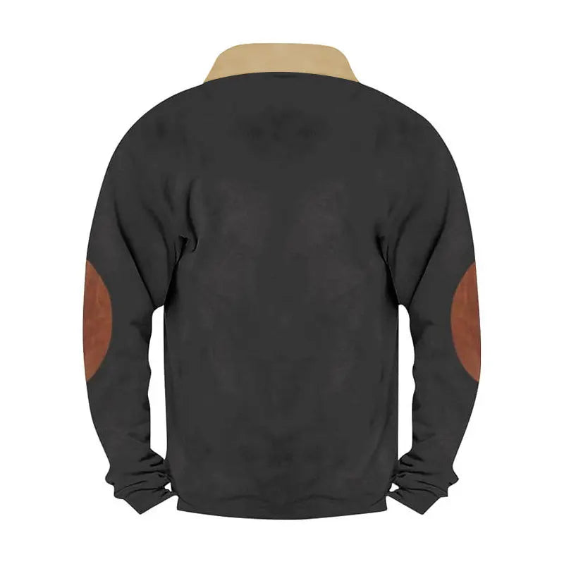 Men's Pullover Sweatshirt Zipper Stand Collar Loose Fit Solid Color Long Sleeve Knitted Polyester 2024 Autumn Winter Wear