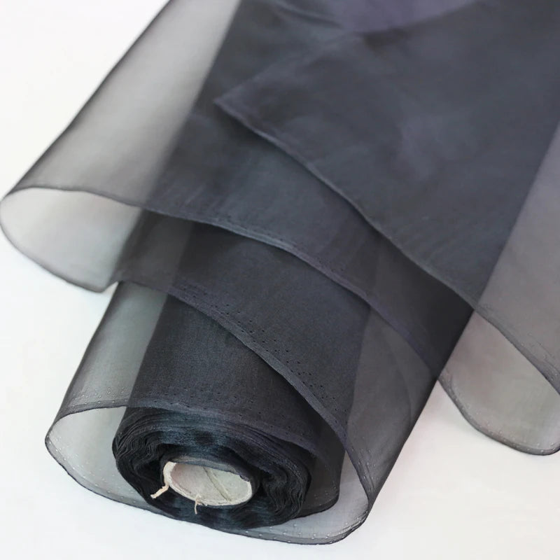 Tecido de Seda Mulberry Organza Preto