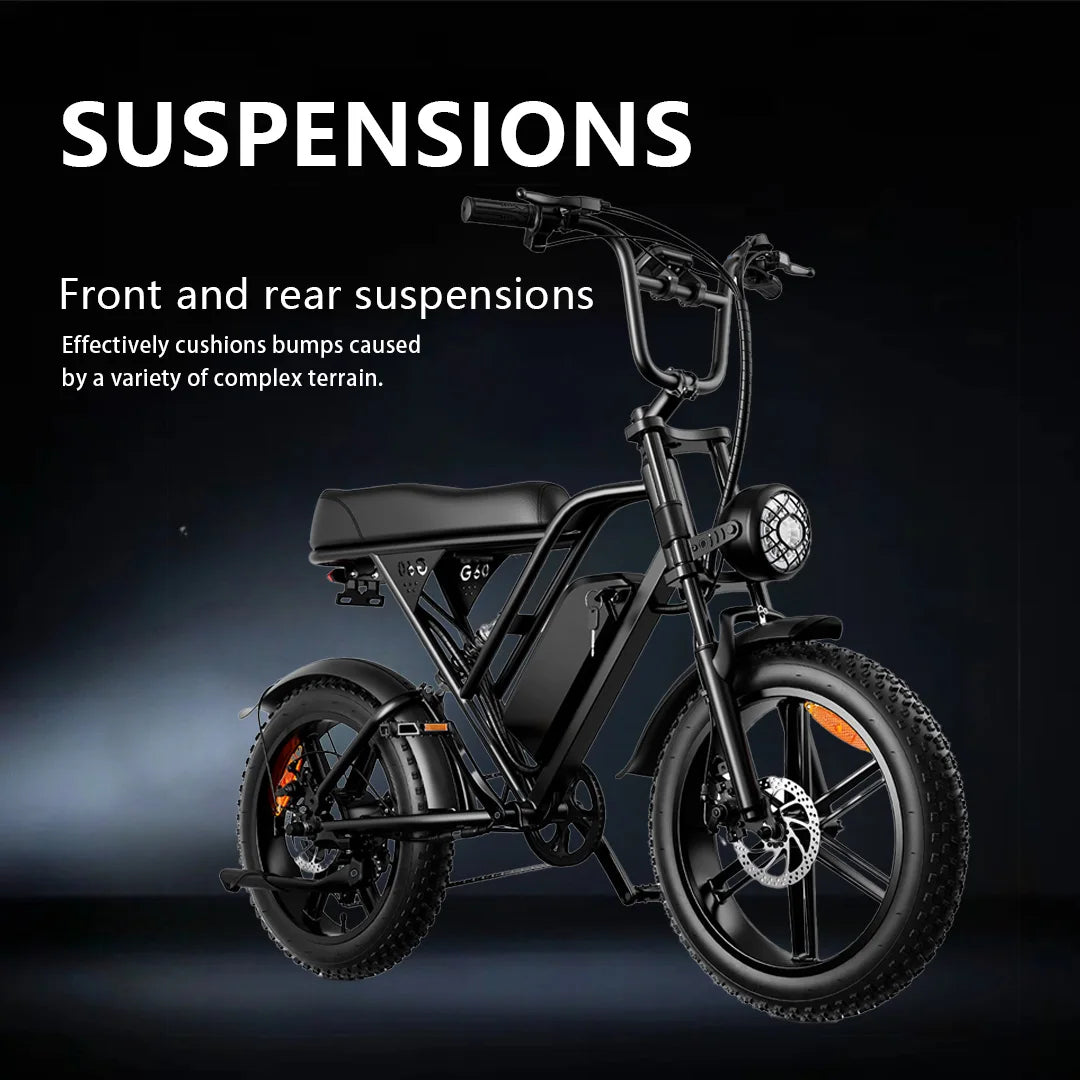 20-inch Full-suspension Fat Tire Off-road Electric Bicycle, Adult Retro Electric Bicycle