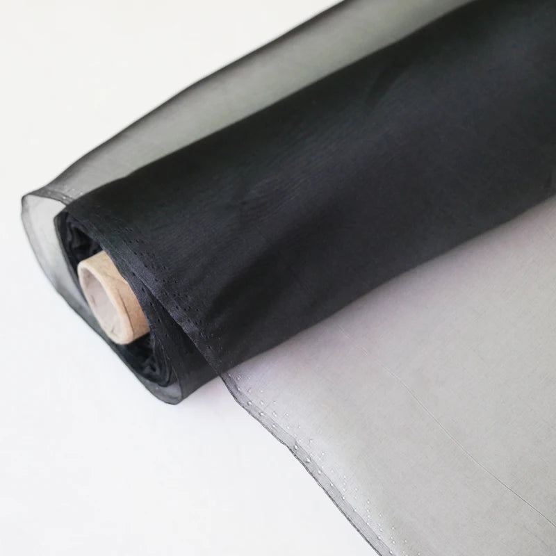 Tessuto in organza di seta Mulberry 100% nero al metro