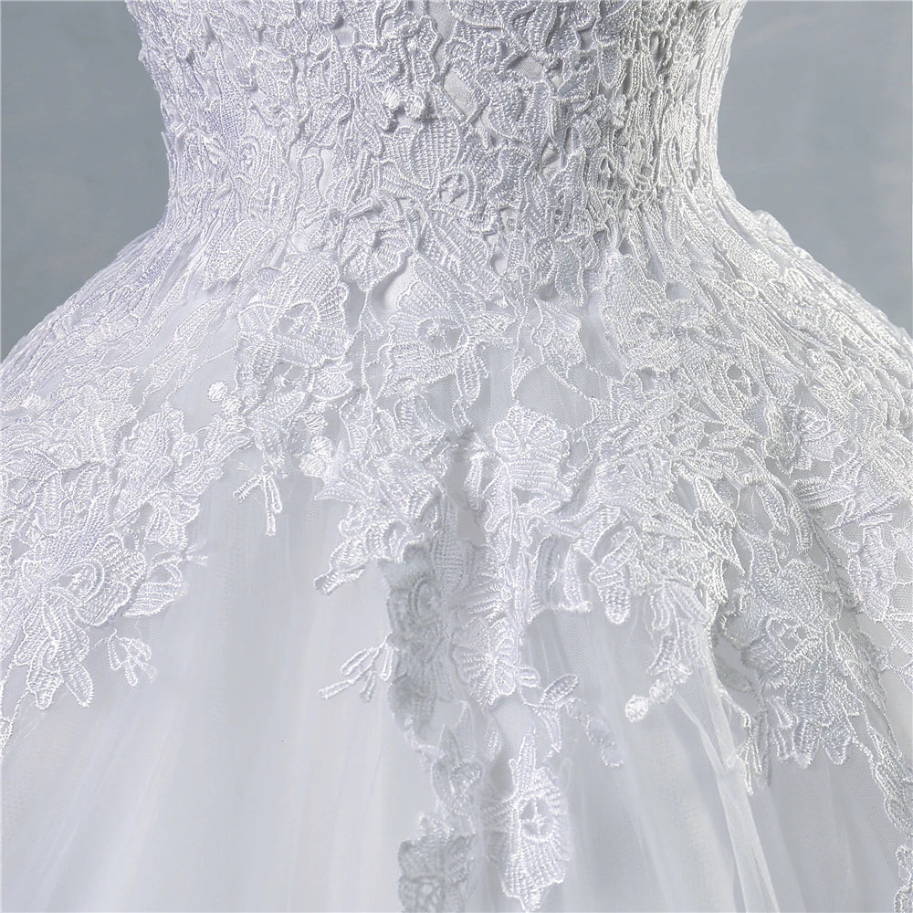 ZJ9036 Customized Lace White Ivory Gown Lace Up Back Croset Wedding Dresses 2025 For Bride Plus Size Maxi Customer Made 2-26W