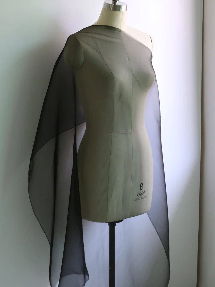 Tecido de Seda Mulberry Organza Preto