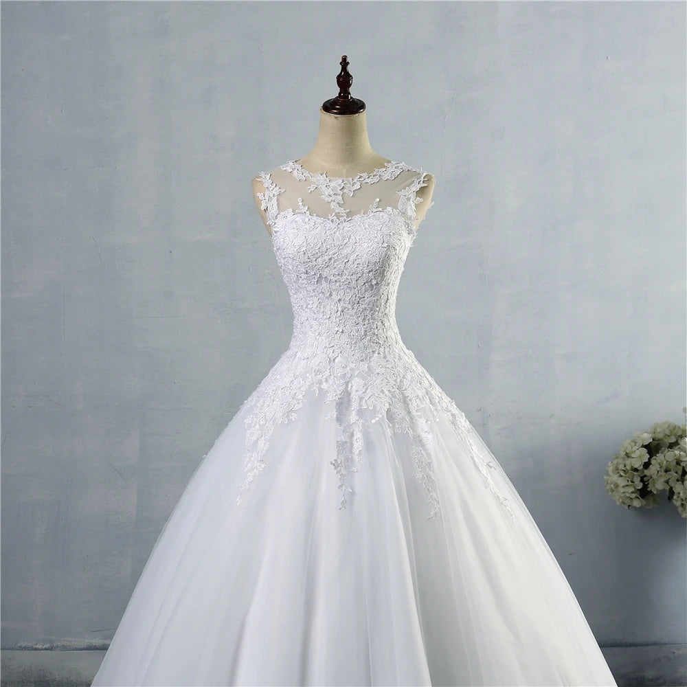 ZJ9036 Customized Lace White Ivory Gown Lace Up Back Croset Wedding Dresses 2025 For Bride Plus Size Maxi Customer Made 2-26W