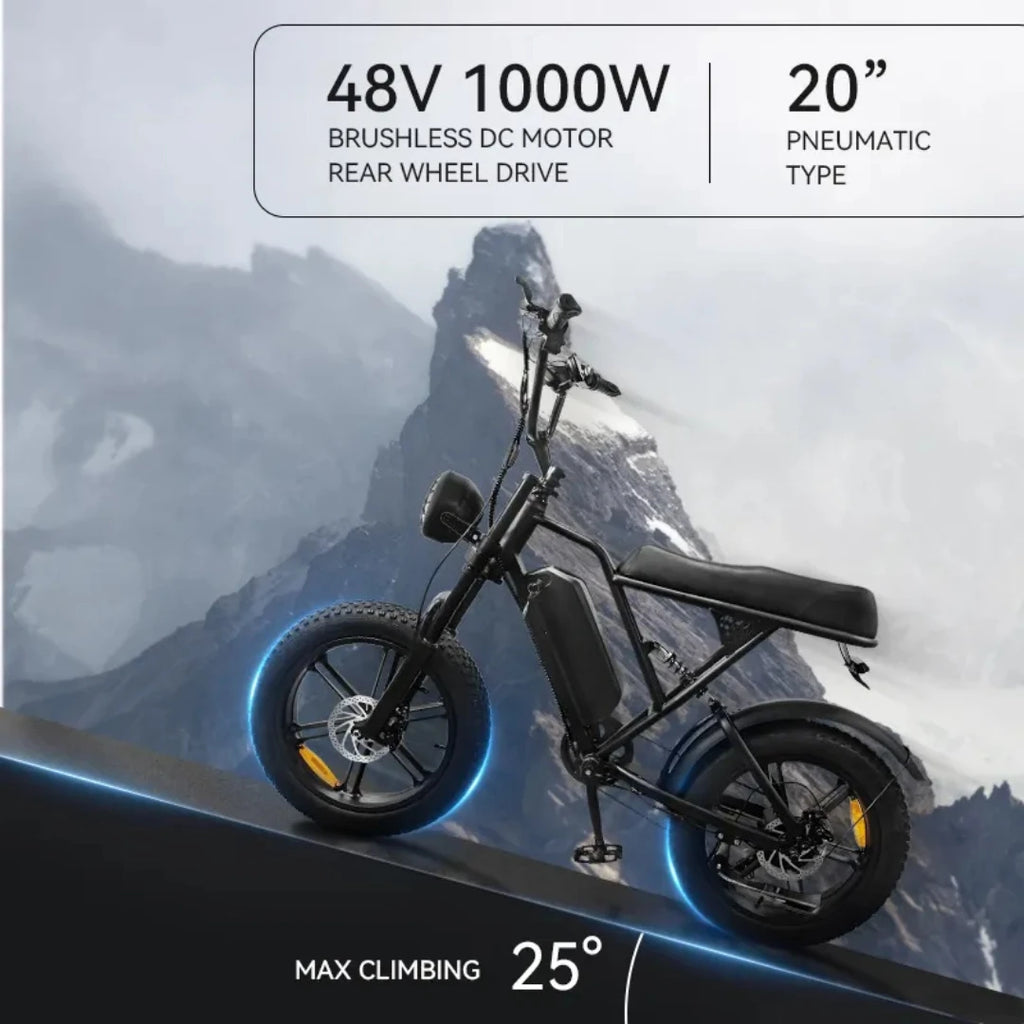 20-inch Full-suspension Fat Tire Off-road Electric Bicycle, Adult Retro Electric Bicycle