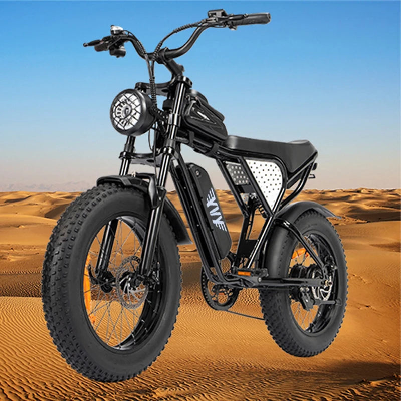 YVY Q20Mini 20" 48V 15Ah Ebike Fat Tire E Bike Electric Dirt Mountain Bike Full Suspension Electric Bicycles for Kids Adults