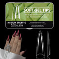 550pcs Coffin Almond Soft Gel Nail Tips False Half Cover Press On Acrylic Nails 11Sizes Fake Nails DIY Manicure Extension Tools