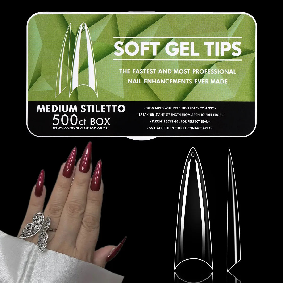550pcs Coffin Almond Soft Gel Nail Tips False Half Cover Press On Acrylic Nails 11Sizes Fake Nails DIY Manicure Extension Tools