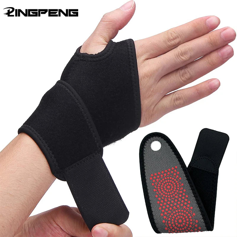 Self-Heating Wrist Band Magnetic Therapy Support Brace Wrap Heated Hand Warmer Compression Pain Relief Wristband Sanitizer Belt