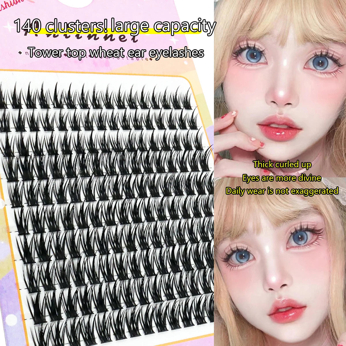 Large Capacity Wheat Ear Fake Eyelashes Anime Eyelashes Natural Eyelashes Cosplay Single Cluster Fake Eyelashes Beginner Makeup
