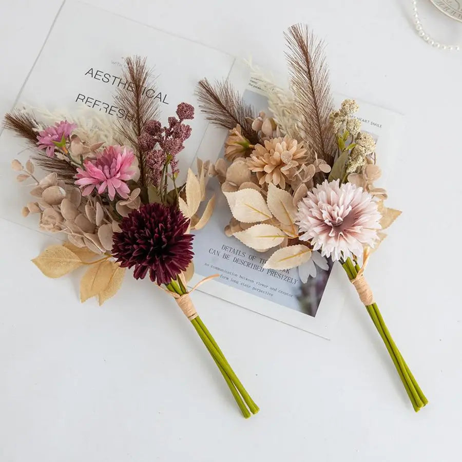 Artificial Flowers Silk Ditch Reed Chrysanthemum Wedding Bridal Bouquet Diy Gifts Home Vase Festival Outdoor Garden Arch Decora