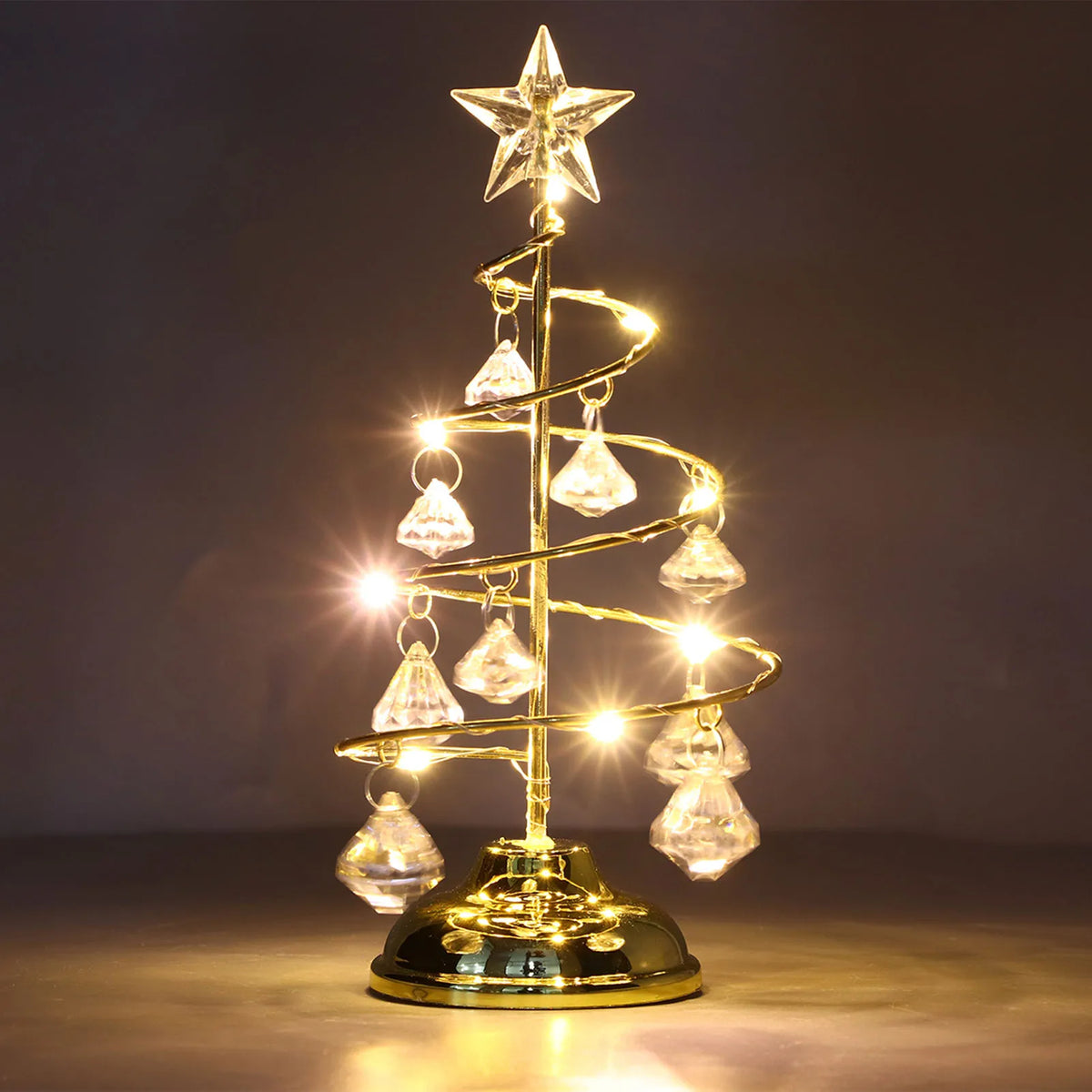 Christmas Tree Lamp Decoration LED Xmas Tree Type Night Lights Small Crystal Decorative Ornament For Gift Happy New Year