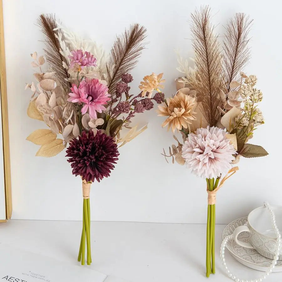 Artificial Flowers Silk Ditch Reed Chrysanthemum Wedding Bridal Bouquet Diy Gifts Home Vase Festival Outdoor Garden Arch Decora
