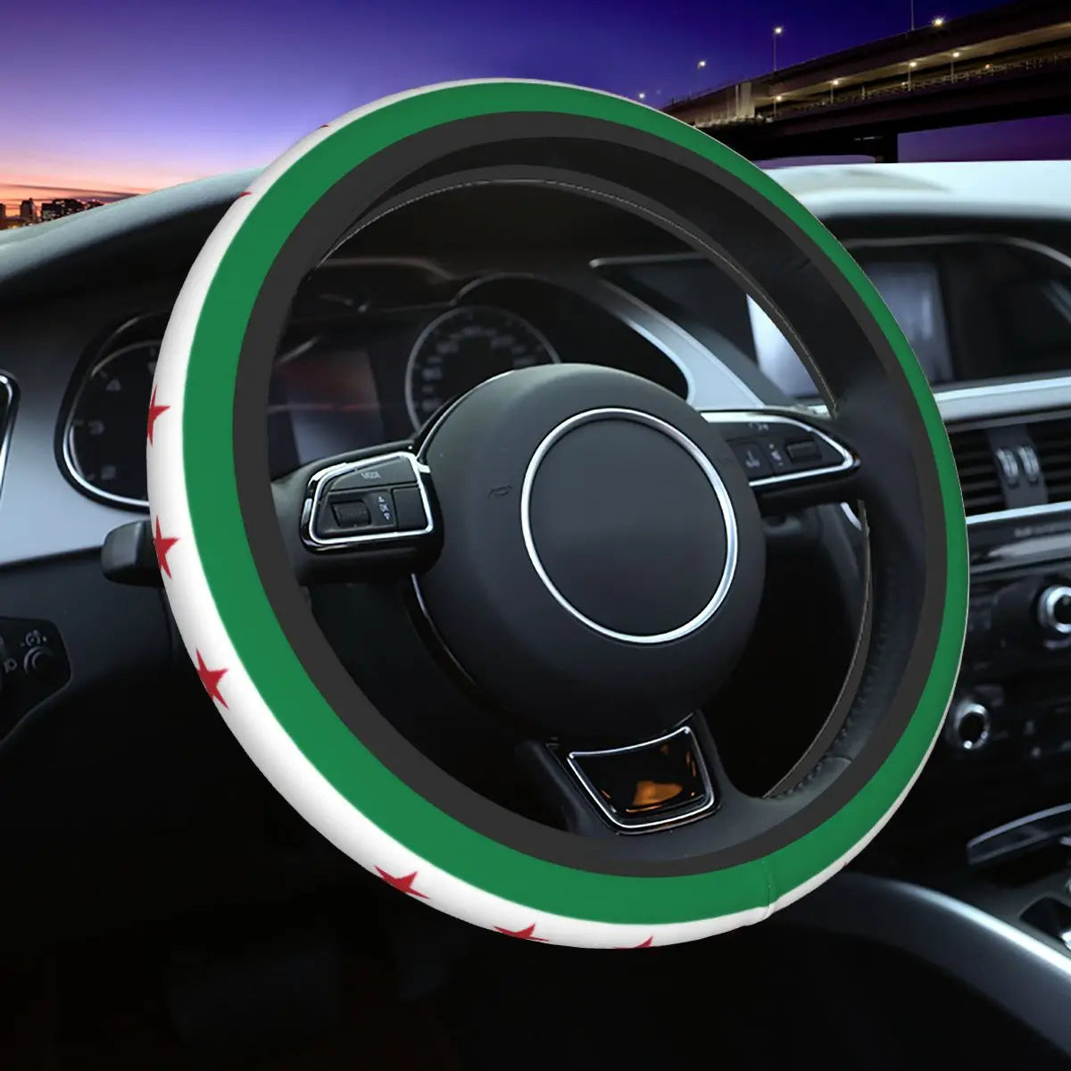 Syria Flag Syrian Car Steering Wheel Cover 38cm Elastic Steering Wheel Protective Cover Fashion Car-styling Car Accessories
