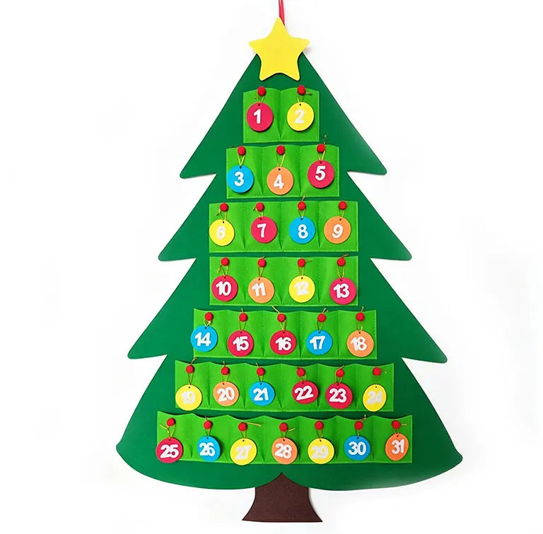 Christmas Tree Decoration Countdown Calendar DIY Reusable Advent Calendar for Hanging Christmas Party Holiday Home Decoration