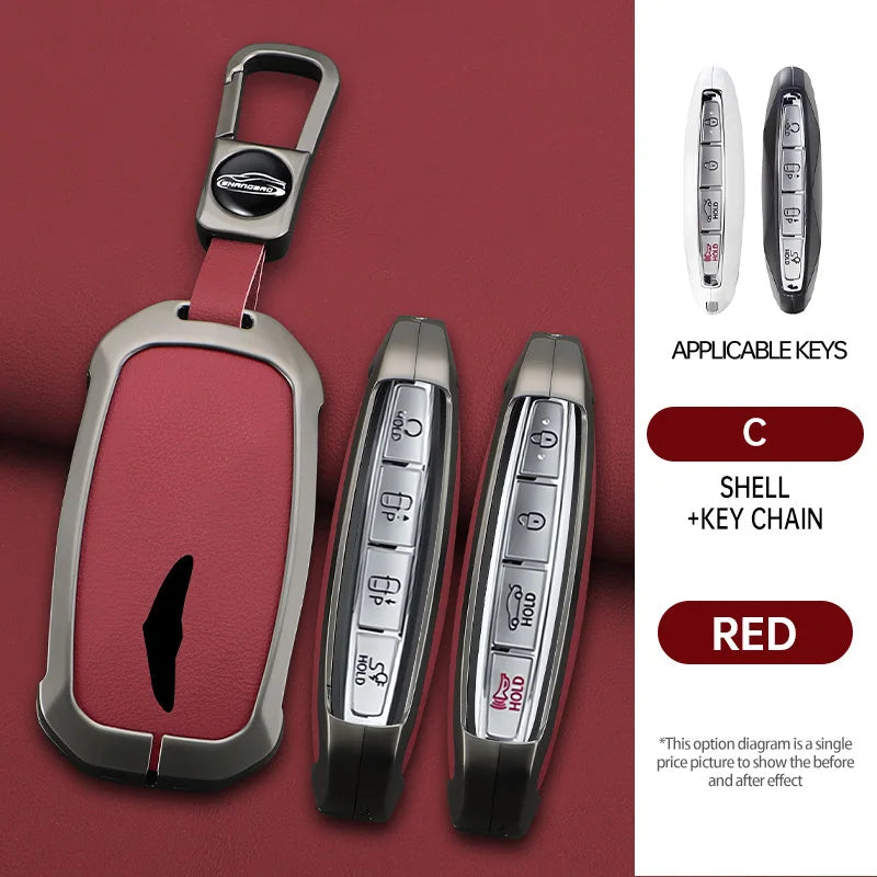 2025 New Zinc Alloy+Leather Car key case cover shell Fob For Genesis G80 2023 2024 2025 G70 G90 G90RS4 GV60 GV80 Car Accesories