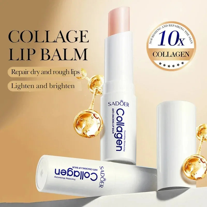 Sadoer Collagen Lip Balm Moisturizing Anti-Cracking Brightening Repair Nourishing Hydrating Lipstick Lips Skin Care Products
