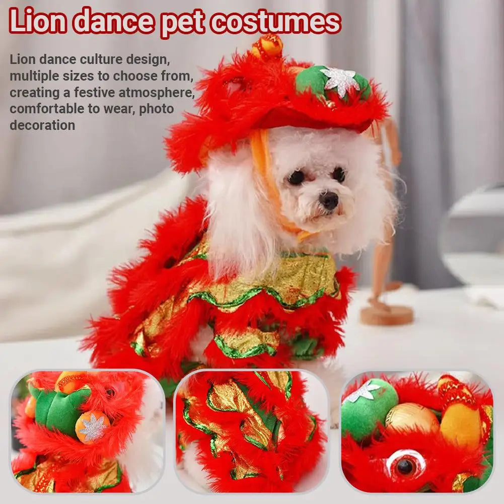 Pet Lion Dance Costume Dance Dog Costume Chinese New Year Pet Costume Dog Clothes For Pet New Year Spring Festival Dress Up
