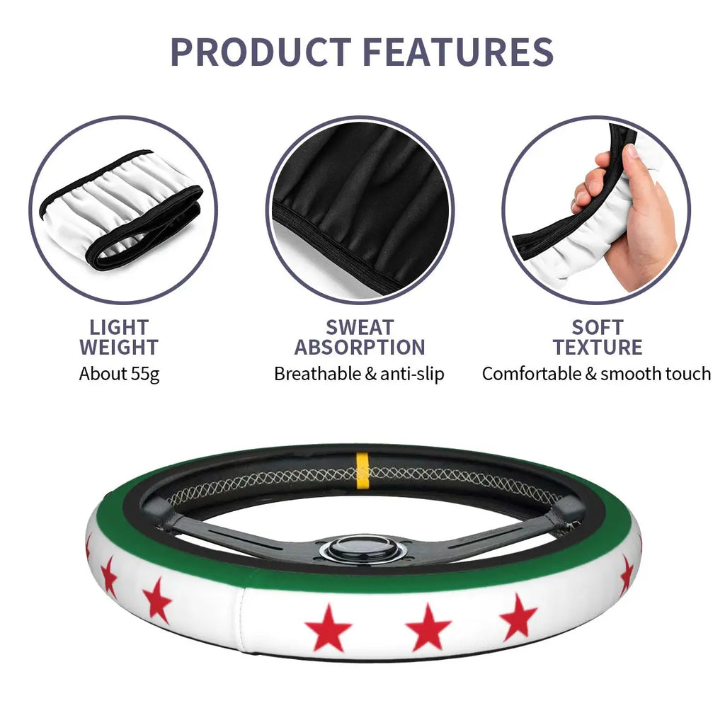 Syria Flag Syrian Car Steering Wheel Cover 38cm Elastic Steering Wheel Protective Cover Fashion Car-styling Car Accessories