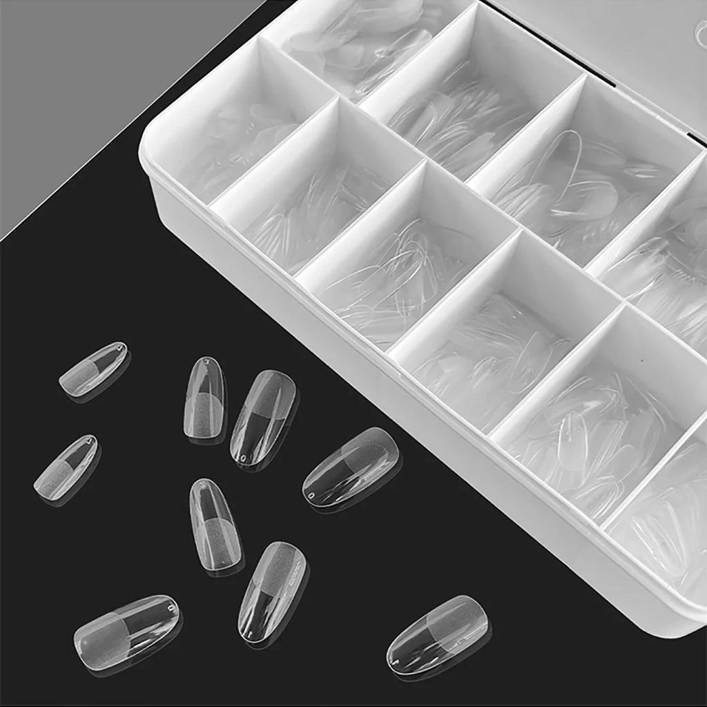 550pcs Coffin Almond Soft Gel Nail Tips False Half Cover Press On Acrylic Nails 11Sizes Fake Nails DIY Manicure Extension Tools