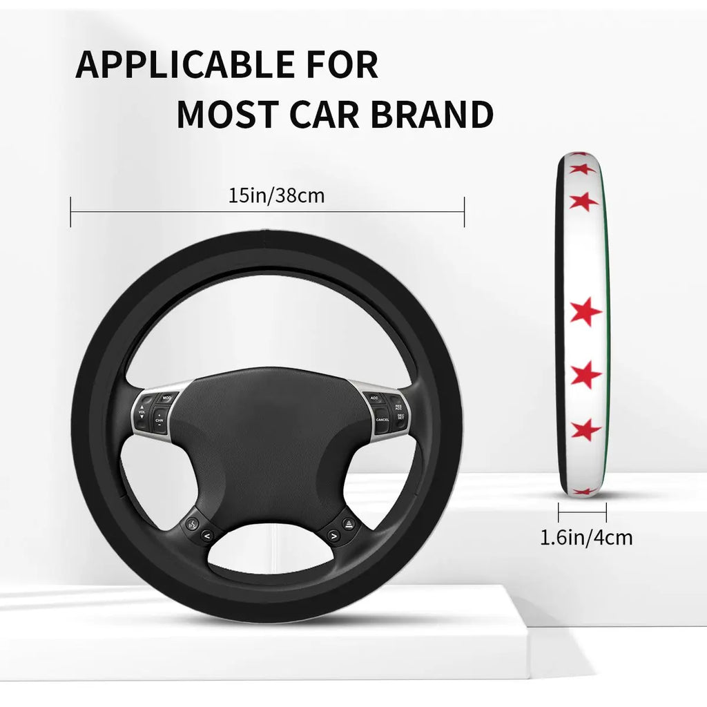Syria Flag Syrian Car Steering Wheel Cover 38cm Elastic Steering Wheel Protective Cover Fashion Car-styling Car Accessories