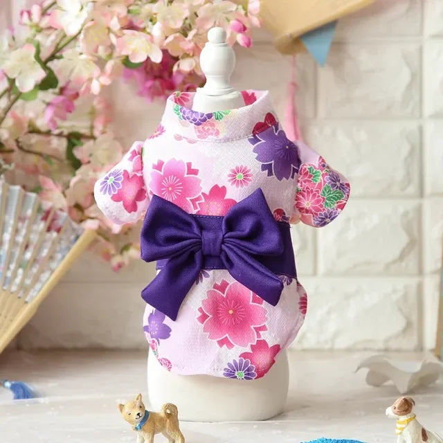 Japanese Pet Kimono Poodle Cat Bathrobe Blossom Cherry Sakura Summer Puppy Spring Pet Clothes Skirt Flower Kitty Dress Kimono
