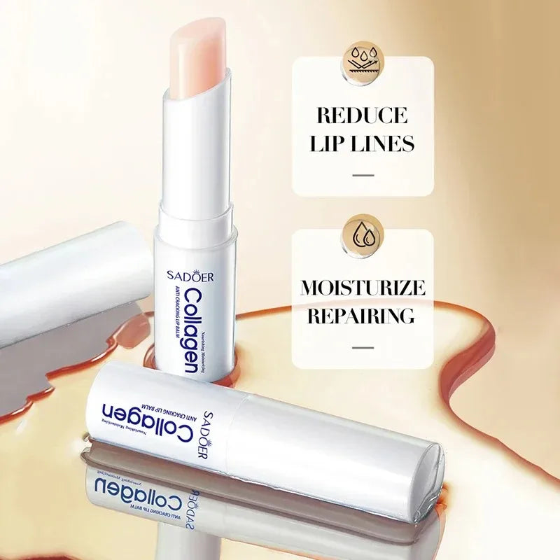Sadoer Collagen Lip Balm Moisturizing Anti-Cracking Brightening Repair Nourishing Hydrating Lipstick Lips Skin Care Products
