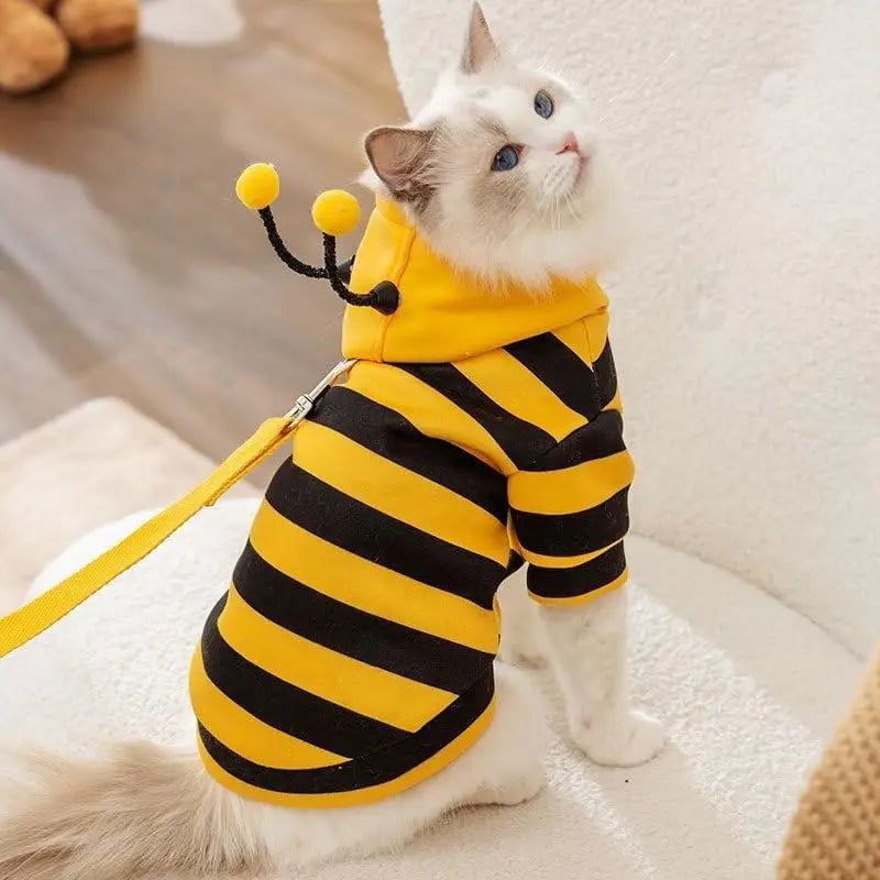 Bee Pet Puppy Coat Apparel Outfit Dog Halloween Hoodies Winter Cat Cosplay Costume Holiday Outfit for Small Medium Dogs & Cats
