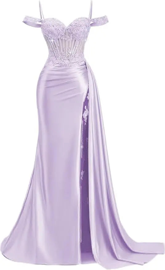 Red Off Shoulder Sexy Prom Dresses Champagne Sweetheart Beaded Formal Evening Party Gowns High Side Slit Corset 2026 Customized