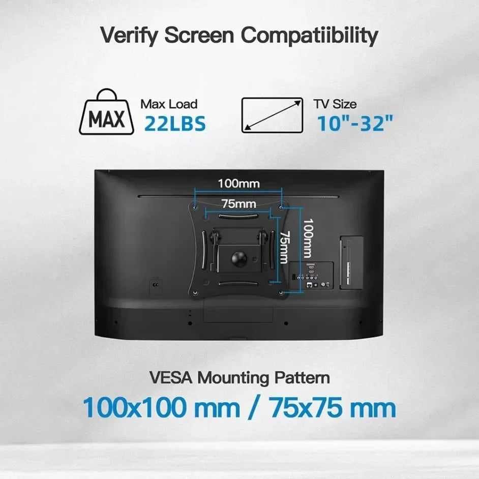 Supporto da parete orientabile per TV e monitor da 10–32 pollici