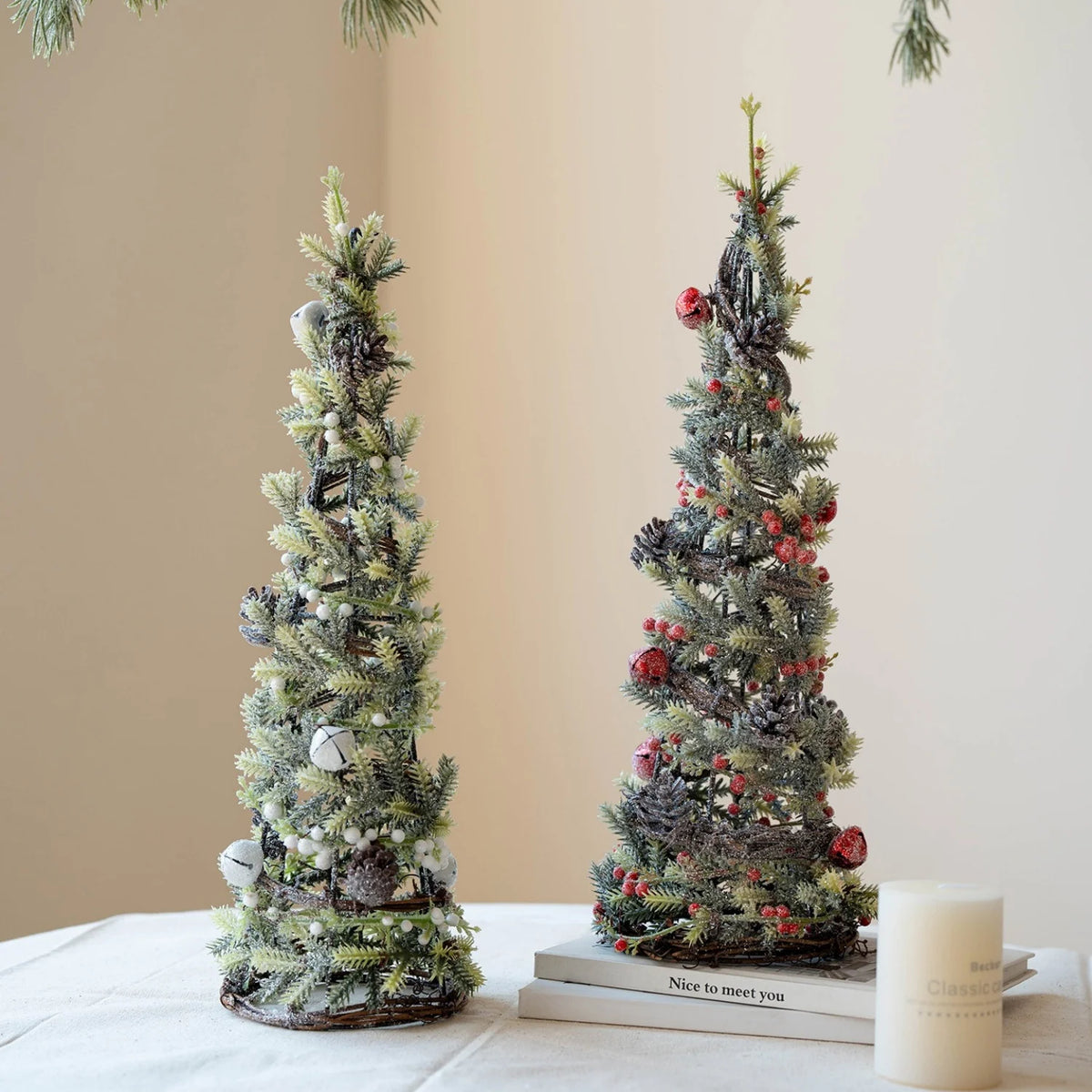 40cm Artificial Small Christmas Tree Decorative for Home Party Table Centerpiece Desktop Ornaments Gifts Home Fireplace Decor