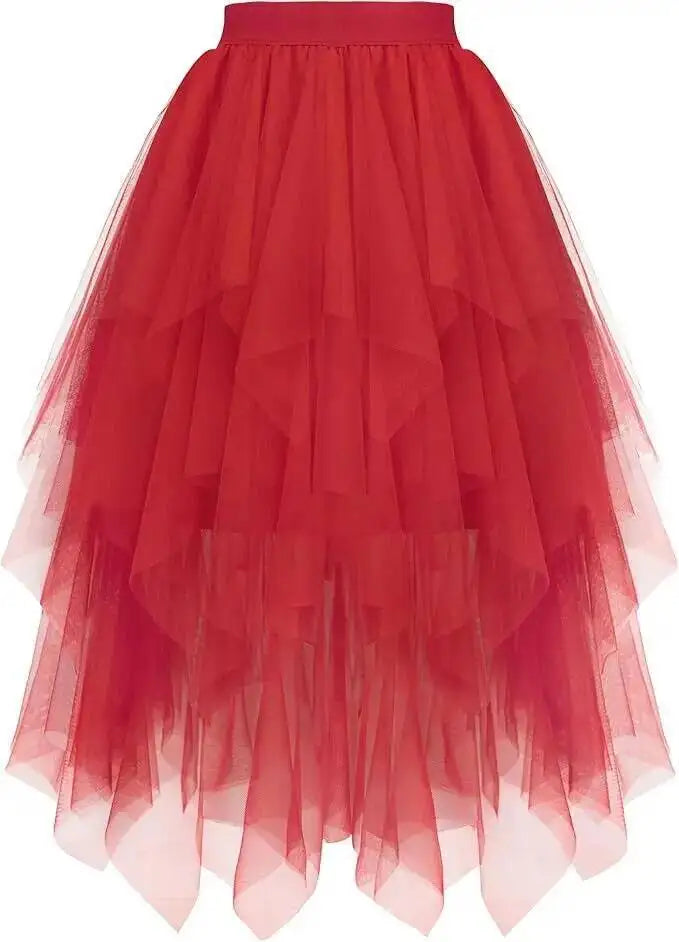 Saia de Tule Midi em Camadas para Festa