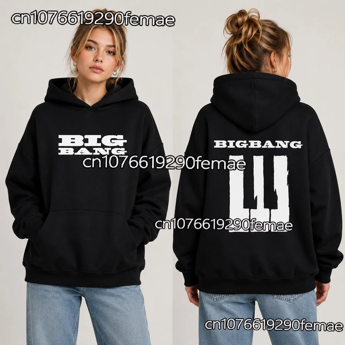 Womens Kpop Autumn Winter Cotton Hoodie BIGBANG 2026 Concert Merch Oversized Sweatshirt Festival Rave Outfit Top