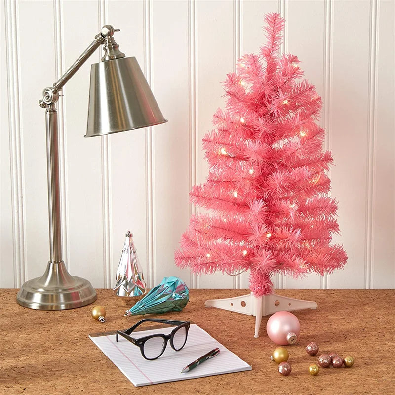 Christmas Tree Pink Rose Red Artificial Christmas Tree Crafts Party Decorations Window Ornaments Gift for Living Room Xmas Tree