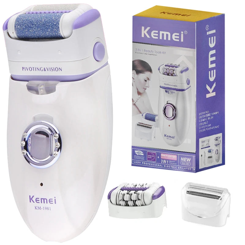 Kemei 3-in-1 Women's Electric Epilator