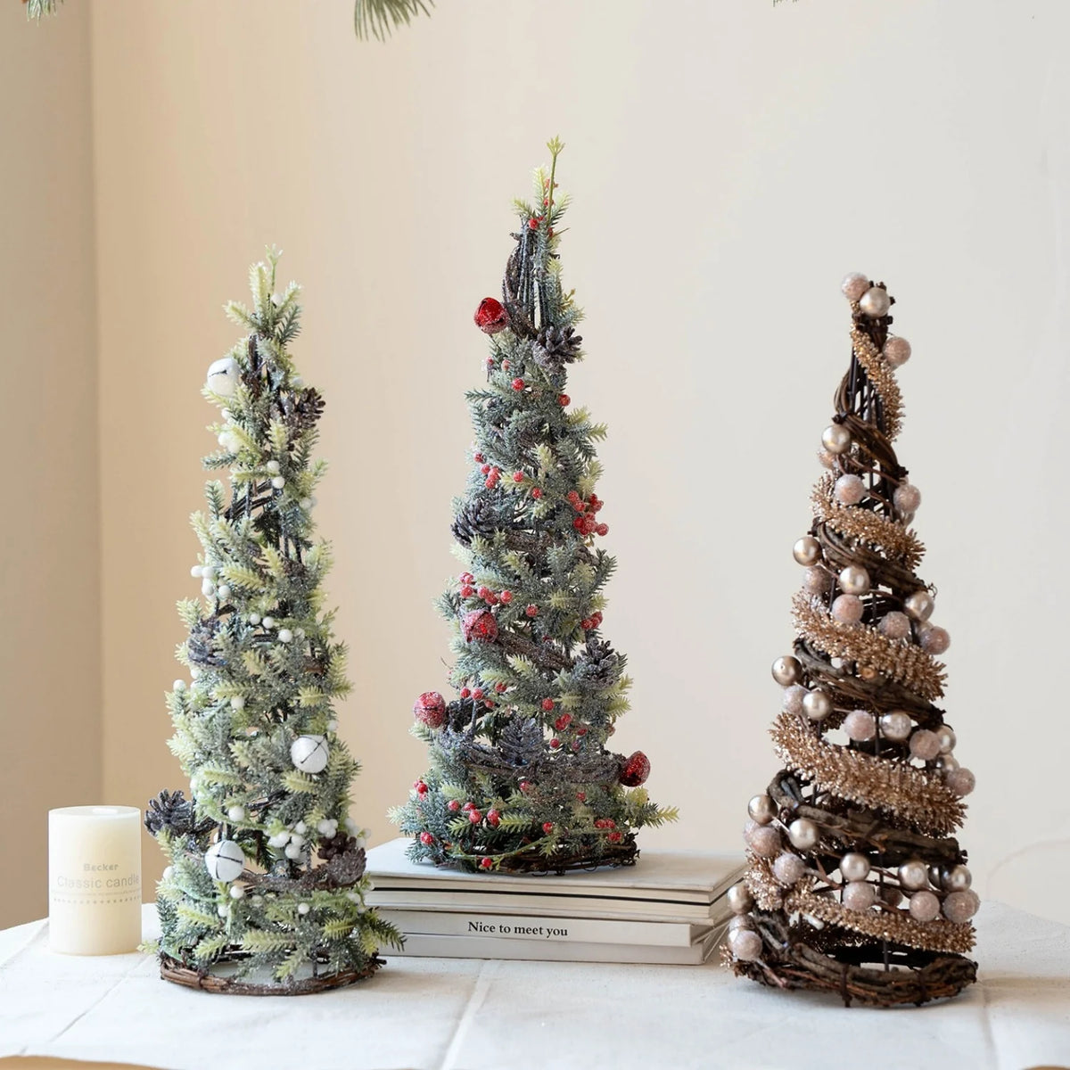 40cm Artificial Small Christmas Tree Decorative for Home Party Table Centerpiece Desktop Ornaments Gifts Home Fireplace Decor