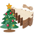 5/10/20Pcs Wooden Christmas Tree Tabletop Ornaments with Base Ropes Blank Xmas Tree Kids DIY Painting Craft Gift Home Decoration