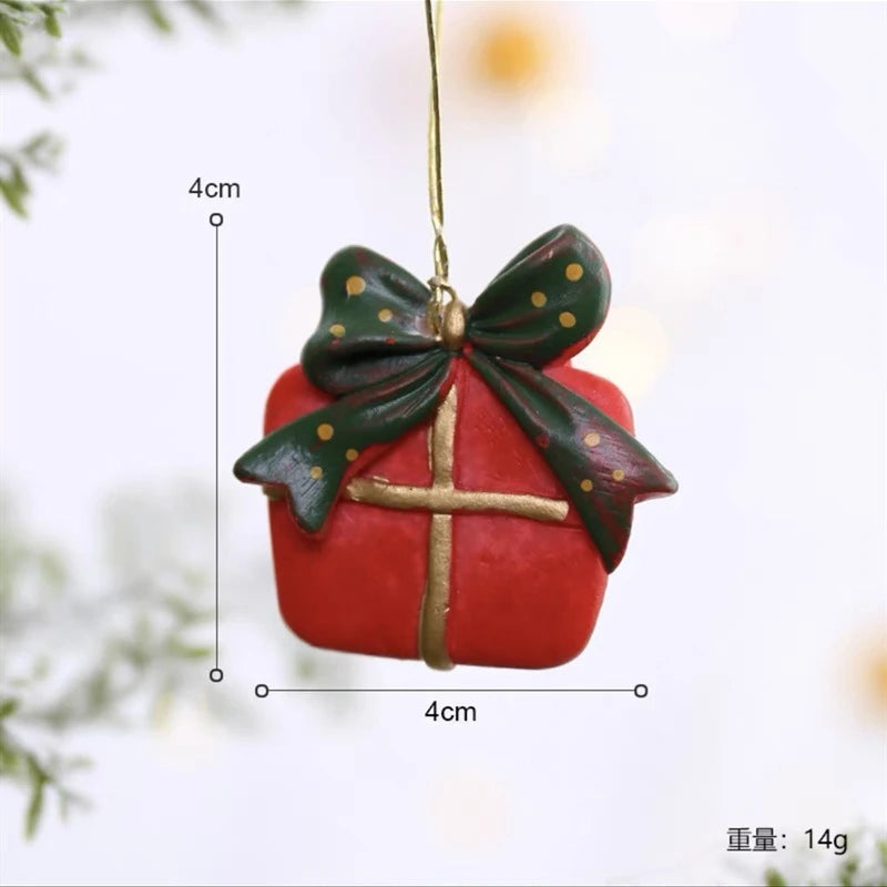 Christmas Resin Tree Decorations Santa Snowman Angel Pendant Ornament DIY Kids Toys Noel Navidad Kerst 2023