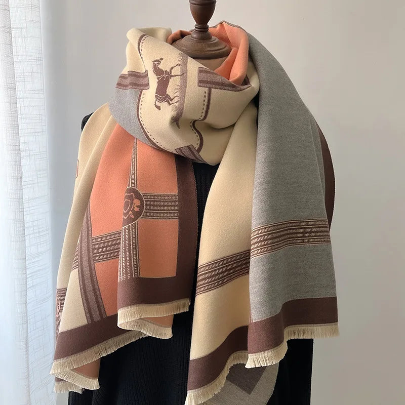 Luxury Winter Scarf Women Cashmere Warm Pashmina Brand Foulard Female Shawls Wraps Thick Soft Bufanda Poncho Scarves Stole 2025