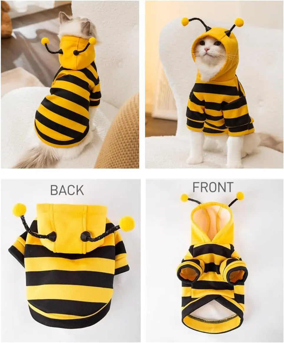 Bee Pet Puppy Coat Apparel Outfit Dog Halloween Hoodies Winter Cat Cosplay Costume Holiday Outfit for Small Medium Dogs & Cats