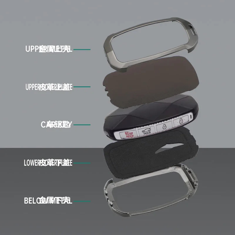 2025 New Zinc Alloy+Leather Car key case cover shell Fob For Genesis G80 2023 2024 2025 G70 G90 G90RS4 GV60 GV80 Car Accesories