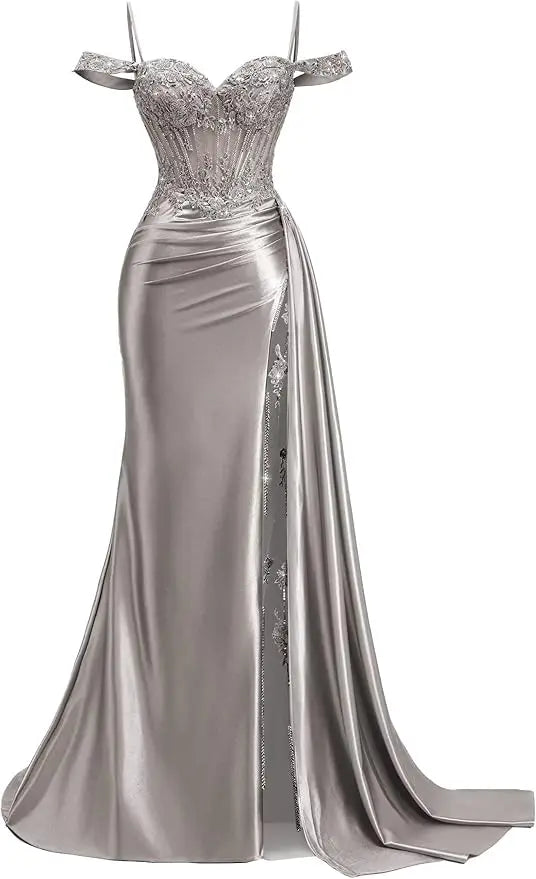 Red Off Shoulder Sexy Prom Dresses Champagne Sweetheart Beaded Formal Evening Party Gowns High Side Slit Corset 2026 Customized