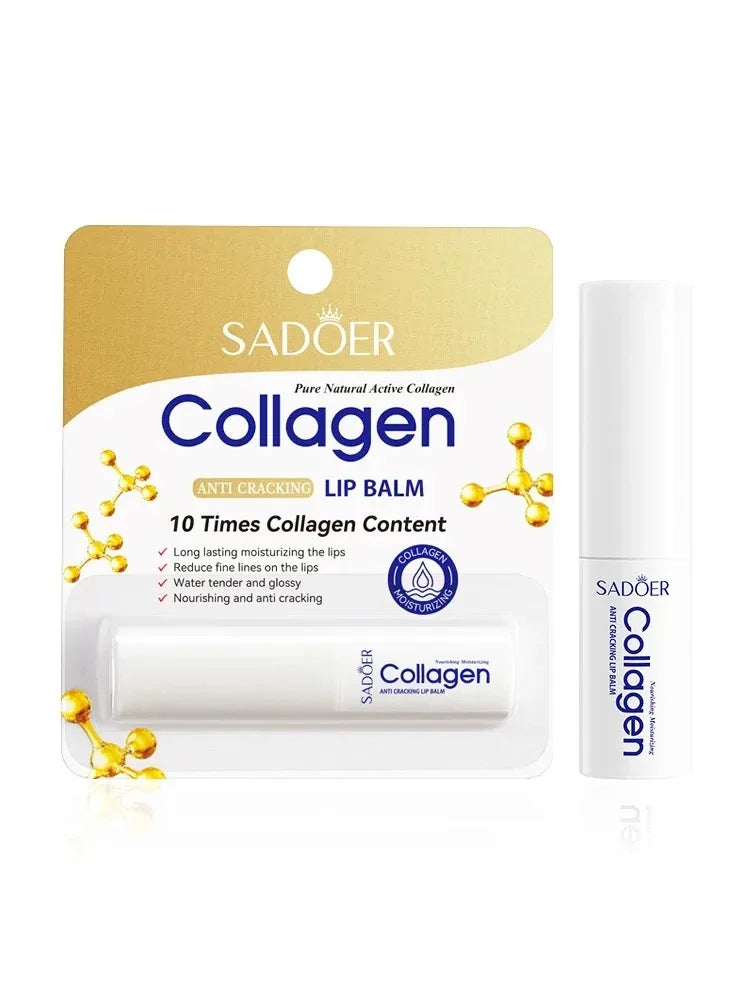 Sadoer Collagen Lip Balm Moisturizing Anti-Cracking Brightening Repair Nourishing Hydrating Lipstick Lips Skin Care Products