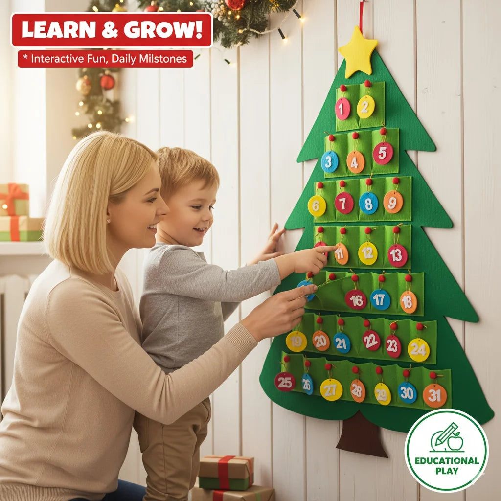 Christmas Tree Decoration Countdown Calendar DIY Reusable Advent Calendar for Hanging Christmas Party Holiday Home Decoration