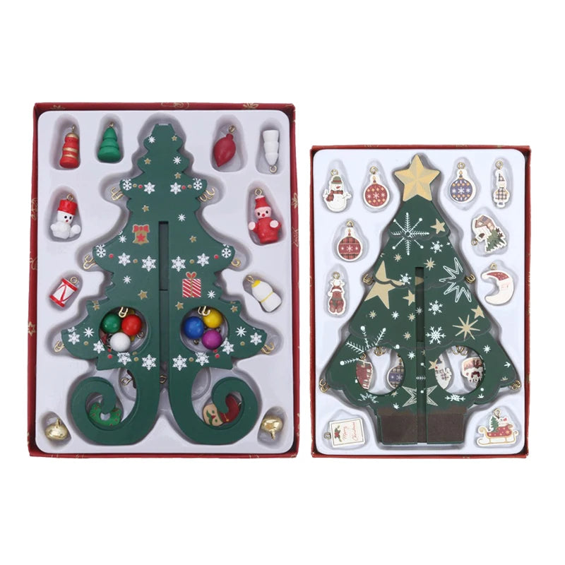 Kids DIY 3D Wooden Christmas Tree Set