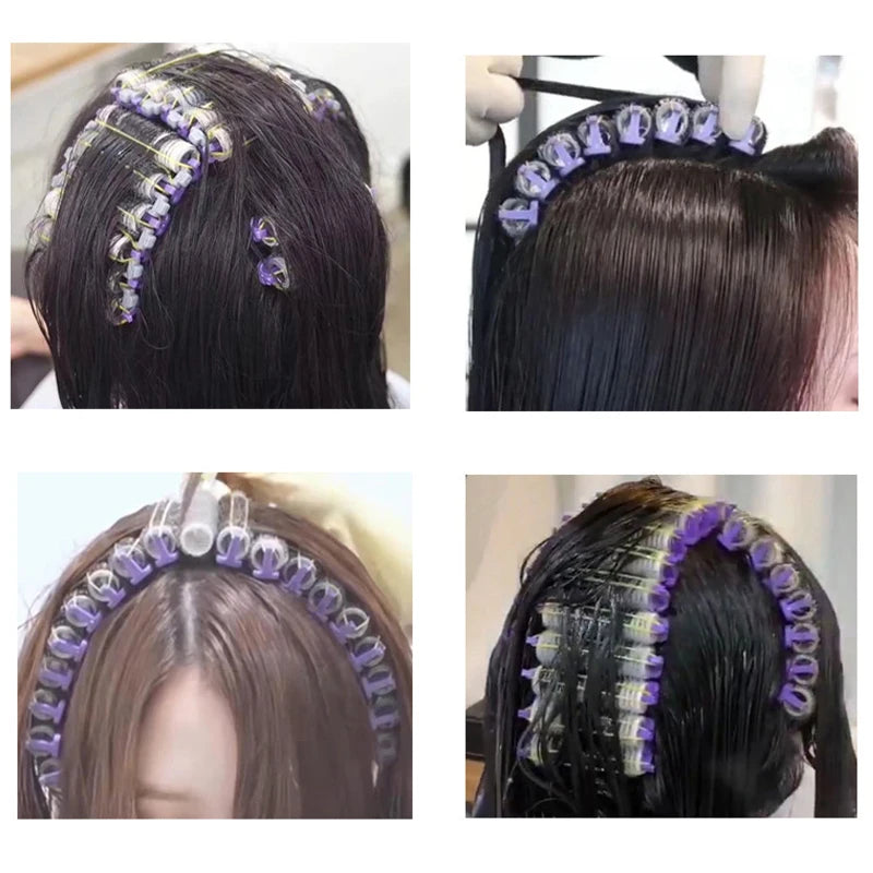 24Pcs/Set Hair Root Perm Rods Bars Curlers with Clips Comb Rubber Bands Salon Hook Loop Hair Rollers Set Hair Styling Perm Tools