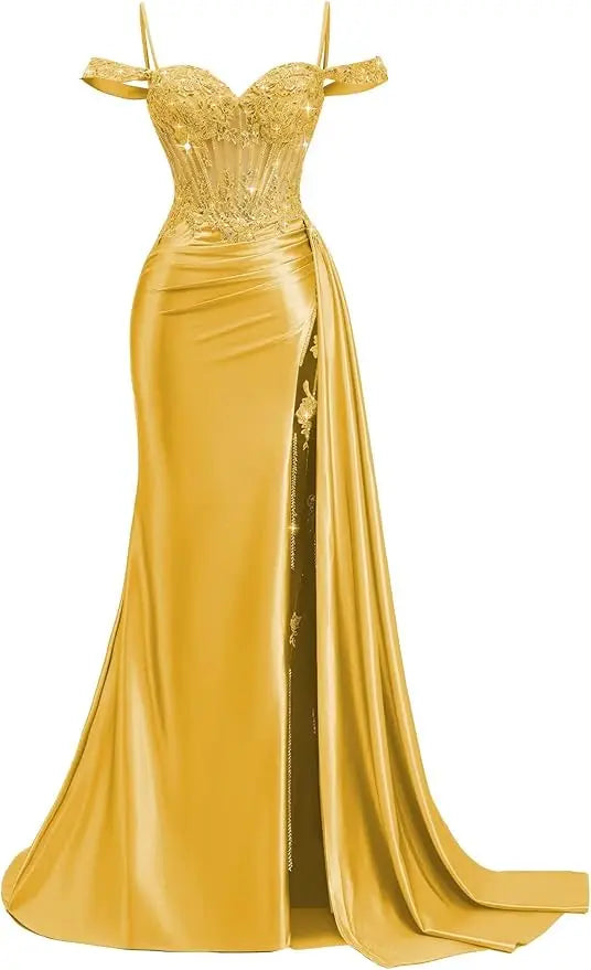 Red Off Shoulder Sexy Prom Dresses Champagne Sweetheart Beaded Formal Evening Party Gowns High Side Slit Corset 2026 Customized
