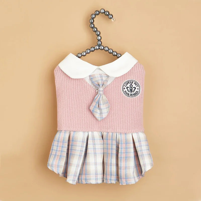 College Style Cute Pet Clothing Cats Dress for Small Dogs Cats Plaid Skirt Spring Clothes Cat Chihuahua Teddy Yorkshire Costume