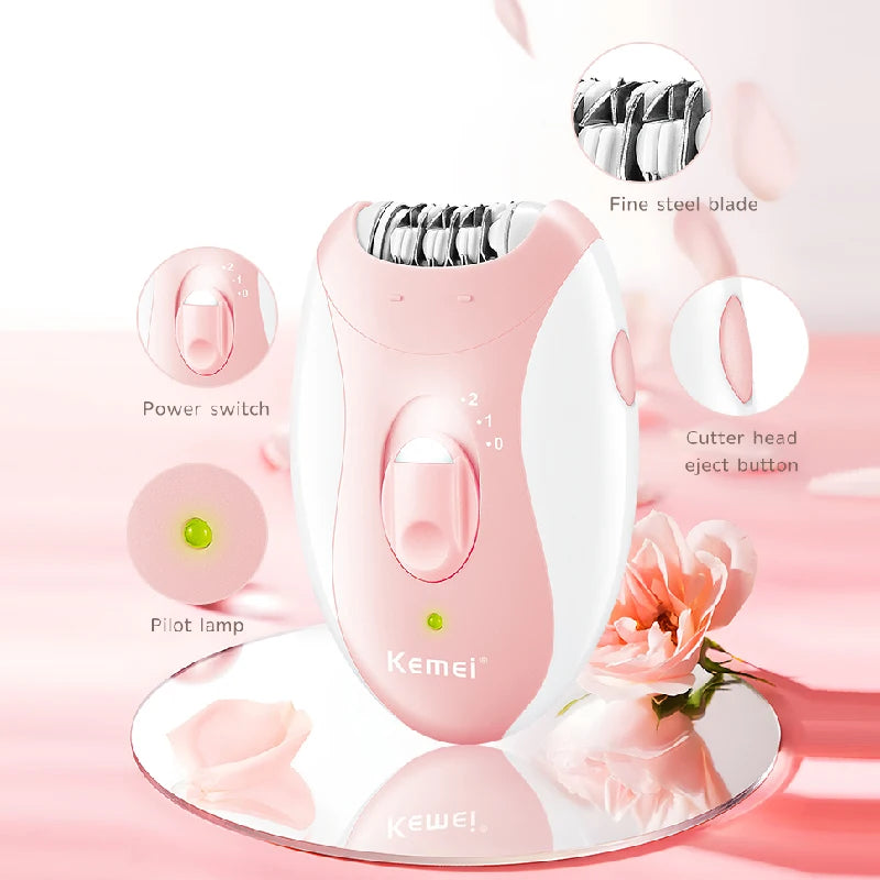 Depilador Elétrico Feminino Kemei KM-189B Recarregável