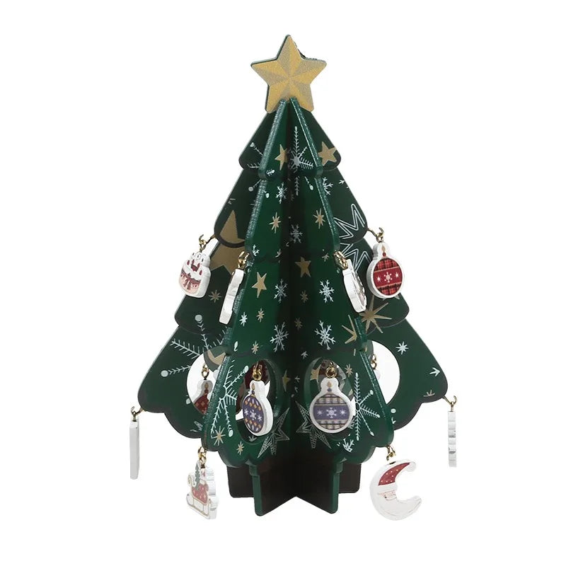 Kids DIY 3D Wooden Christmas Tree Set