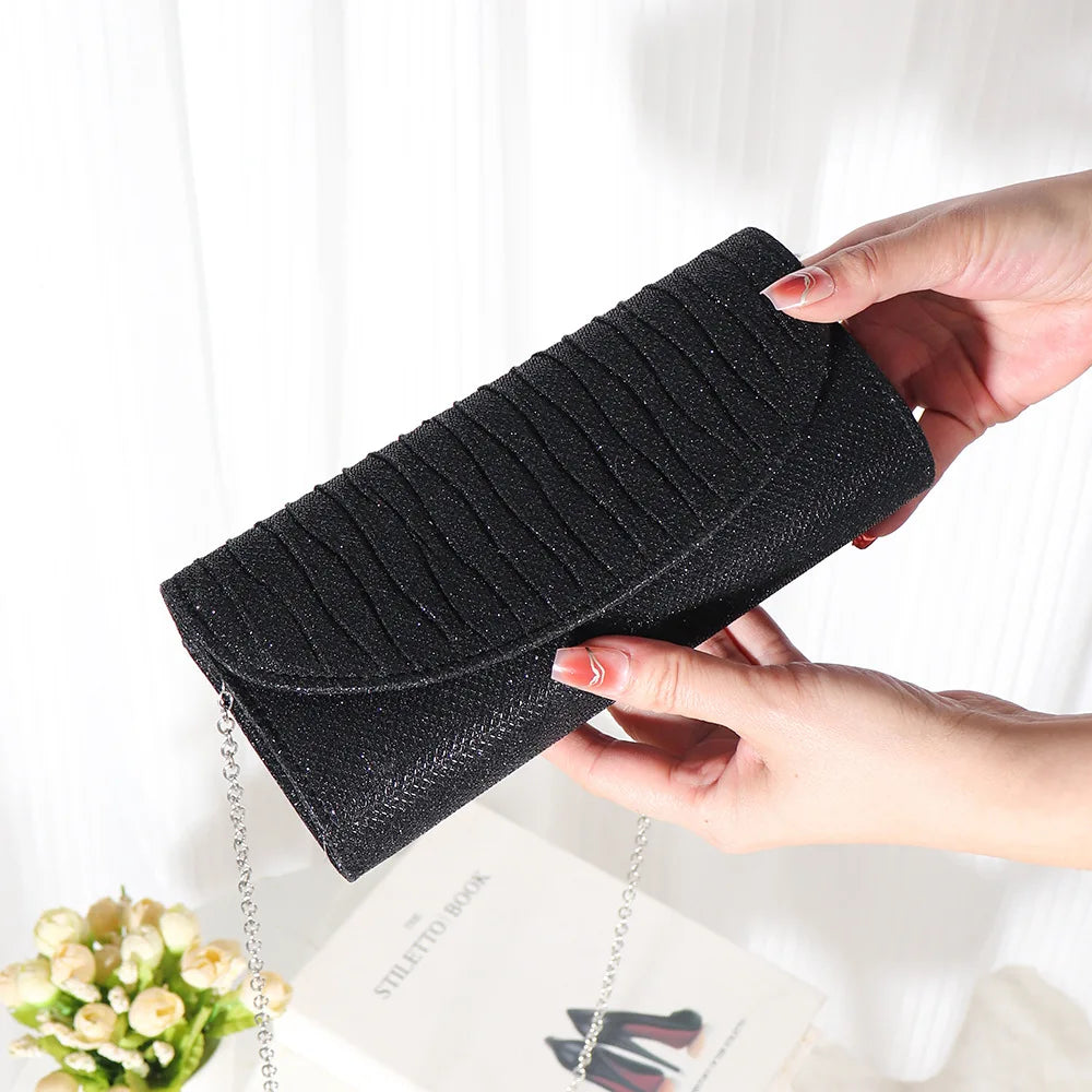 Damen-Clutch mit Pailletten und Kette für Partys